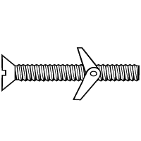 3/16"-24 x 5" Toggle Bolts w/ Wing Nuts, Slotted Round Head, Zinc Cr+3, Qty 50