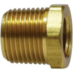 AMC 06110-0604ASP Hex Bushing, 3/8 in MPT x 1/4 in FPT, 0.68 in, Brass, Nickel-Plated
