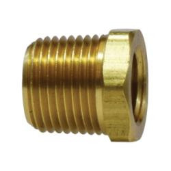 AMC 06110-1206 Light Pattern Reducer Hex Bushing, 3/4 in MPT x 3/8 in FPT, 0.94 in, Brass