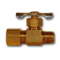 Mid-America Fittings 101C Needle Valve, 1/4 x 1/8 in Nominal, Compression x MPT, 150 psi Pressure, Brass Body