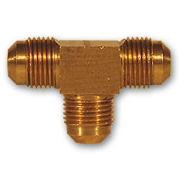 Mid-America Fittings 244X6 Barstock Union Tee, 3/8 in SAE 45 deg Flared x 3/8 in SAE 45 deg Flared x 3/8 in, Brass