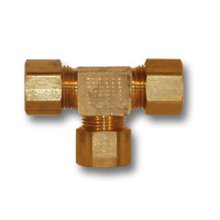 Mid-America Fittings 264X6 Barstock Tee, 3/8 in Compression x 3/8 in Compression x 3/8 in Compression, Brass