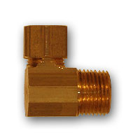 Mid-America Fittings 269X4 90 deg Barstock Elbow, 1/4 in Compression x 1/8 in MPT, Brass