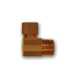 Mid-America Fittings 269X6X2 90 deg Barstock Elbow, 3/8 in Compression x 1/8 in MPT, Brass
