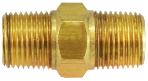 Midland Metal 28818 Hex Nipples, BSPT/BSPP Fittings, 1/2 Bspt x 1/2 Mip Hex Nipple, Brass Fittings