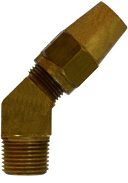Midland Metal 38288 45 deg Elbow, 1/4 in Tube OD x 1/4 in MIP, Brass