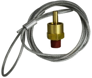 Midland Metal 46065 Air Tank Drain Valve with 5 ft Cable, 1/4 in Nominal Pipe, MIP, Brass Body