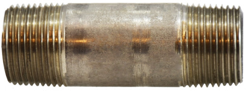 Midland Metal 51090 Seamless Pipe Nipple, 3/4 in MPT x 3/4 in MPT, 6 in L, Stainless Steel, SCH 80 Schedule