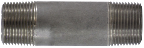 Midland Metal 51101 Seamless Pipe Nipple, 1 in MPT x 1 in MPT, 2 in L, Stainless Steel, SCH 80 Schedule