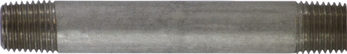 Midland Metal 52026 Seamless Pipe Nipple, 1/4 in MPT x 1/4 in MPT, 4 in L, Stainless Steel, SCH 80 Schedule