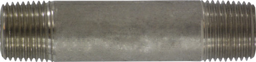 Midland Metal 52062 Seamless Pipe Nipple, 1/2 in MPT x 1/2 in MPT, 2 in L, Stainless Steel, SCH 80 Schedule