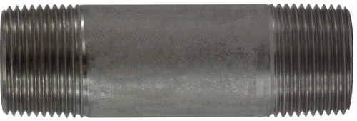 Midland Metal 52105 Seamless Pipe Nipple, 1 in MPT x 1 in MPT, 4 in L, Stainless Steel, SCH 80 Schedule