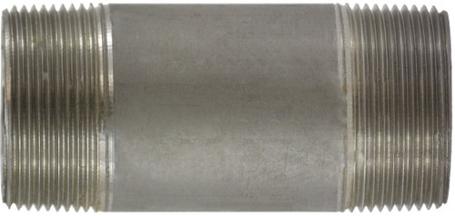 Midland Metal 52141 Seamless Pipe Nipple, 1-1/2 in MPT x 1-1/2 in MPT, 2 in L, Stainless Steel, SCH 80 Schedule
