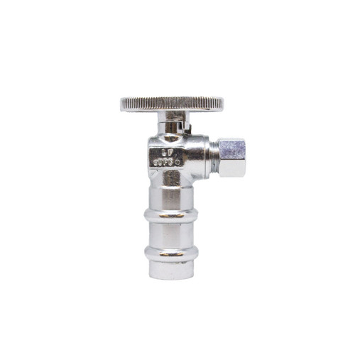 Midland Metal 746470 Press Fit 90 deg Angle Supply Stop, 1/2 x 3/8 in Nominal, Press x Compression