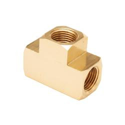 Mid-America Fittings LF101-4 Barstock Tee, 1/4 in FPT x 1/4 in FPT x 1/4 in FPT, Brass