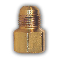 Mid-America Fittings LF46-68 Adapter, 3/8 in SAE 45 deg Male Flared x 1/2 in FPT, Brass