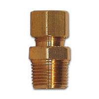 Mid-America Fittings LF68-64 Adapter, 3/8 in Compression x 1/4 in MPT, Brass