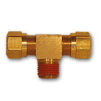 Mid-America Fittings NT72-108VS Branch Tee with Vibraseal, 5/8 in Tube OD x 1/2 in Tube OD x 1/2 in MNPTF, Brass