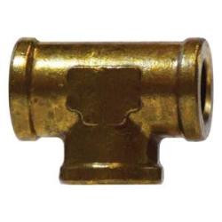 AMC 06206-020204 Reducing Tee, 1/8 in FNPT x 1/8 in FNPT x 1/4 in FNPT, Brass