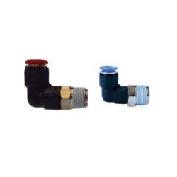 Midland Metal 269PPSC-8MMX1/8 Swivel Male 90 Degree Elbow, Metric Push Ins, 8Mm x 1/8 Plastic Pp Swvl Male Elbow, Brass Fittings