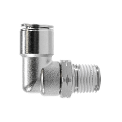 Midland Metal 269PPSNIC-8MMX1/4 Metric Male Elbow, Nickel Plated with Nickel Collet PTC, 8Mm x 1/4 Ppni Swv Ml 90 All Metal, Brass Fittings