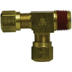 Midland Metal 38160 Run Tee, 5/8 in Tube OD x 5/8 in MPT x 1/2 in Tube OD, Brass
