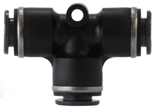 Midland Metal 640406C Reducing Union Tee, 1/4 in Push-In Tube x 1/4 in Push-In Tube x 3/8 in Push-In Tube