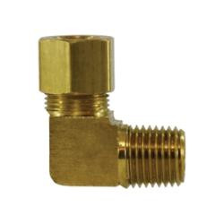 CHAMPION BRASS 69A-8C 90 deg Barstock Elbow, 1/2 in Tube x 3/8 in MPT, Brass