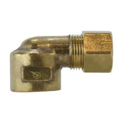 AMC 700070-0402 90 deg Elbow, 1/4 in Compression x 1/8 in FPT, Brass