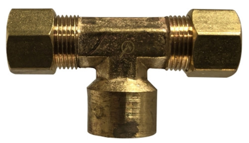 AMC 700078-0602 Branch Tee, 3/8 in Compression x 3/8 in Compression x 1/8 in FNPTF, Brass