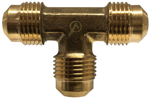 AMC 704044-04 Union Tee, 1/4 in 45 deg Flared x 1/4 in 45 deg Flared x 1/4 in 45 deg Flared, Brass