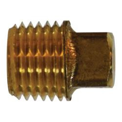 AMC 706114-04 Square Head Solid Plug, 1/4 in MIP, 0.8 in, Brass