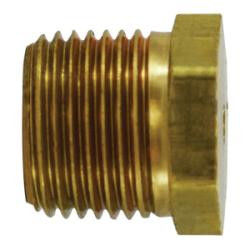 AMC 706125-08 Solid Hex Head Plug, 1/2 in MPT, 0.81 in, Brass