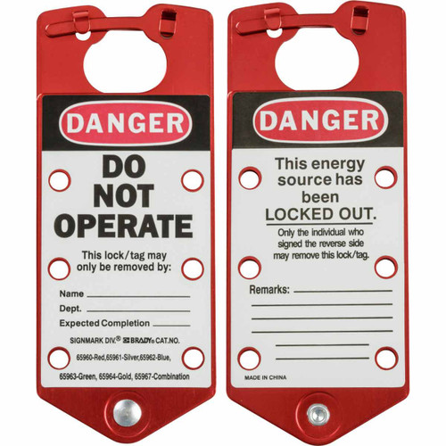 Brady 22075-R Red Labelled Lockout Hasp Aluminium 5/Pk (1 PK)