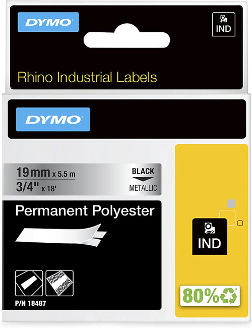 Dymo 18487 Rhino 3/4" Metallized Permanent Labels (25 EA)