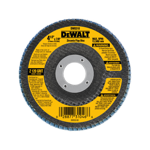 Dewalt DW8310 4-1/2" X 7/8" 120G Type29 Hp Flap Disc (10 EA)