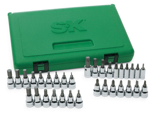 SK PROFESSIONAL TOOLS Socket Bit Set,1/4", 3/8" Dr,33 Piece 89039