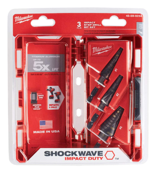 Milwaukee 48-89-9254 SHOCKWAVE Impact Duty Step Bit 3pc Set (#1, #2, #4)