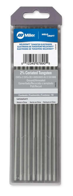 MILLER ELECTRIC Tungsten Electrode,Ceriated,3/32 In,PK10 WC332X7