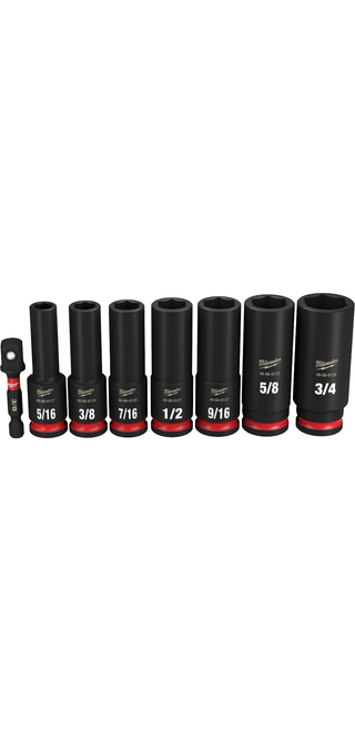 Milwaukee 49-66-7024 8PC SHOCKWAVE Impact Duty 3/8" Drive SAE Deep 6 Point Socket Set