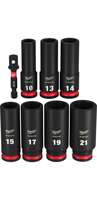 Milwaukee 49-66-7021 8PC SHOCKWAVE Impact Duty 3/8" Drive Metric Deep 6 Point Socket Set