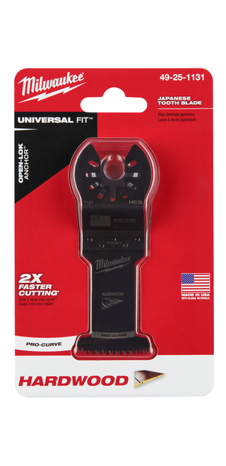 Milwaukee 49-25-1131 OPEN-LOK 1-3/8" HCS Japanese Tooth PRO-CURVE Hardwood Multi-Tool Blade