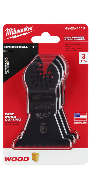 Milwaukee 49-25-1113 OPEN-LOK 2-1/2" HCS Wood Multi-Tool Blades 3PK