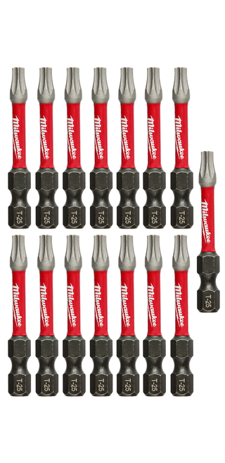 Milwaukee 48-32-5015 SHOCKWAVE 2 in. Impact T25 Power Bits (15 Pack)