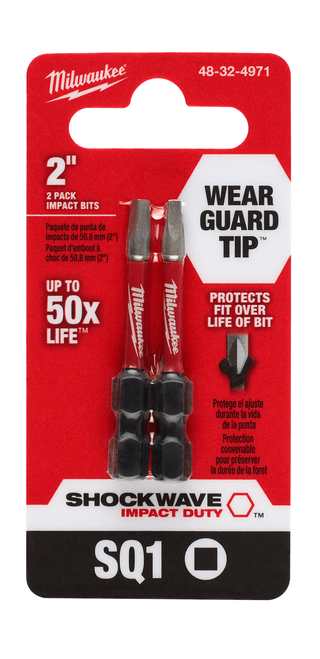 Milwaukee 48-32-4971 SHOCKWAVE 2" SQ1 Impact Bit 2PK