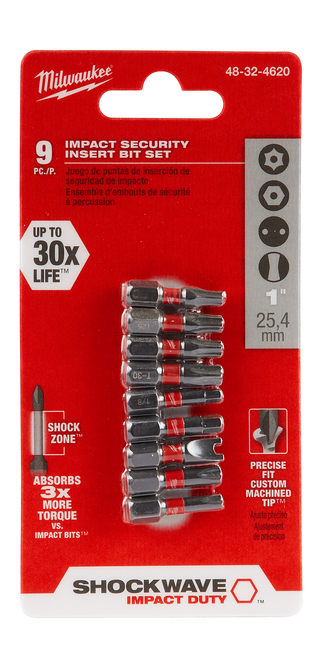 Milwaukee 48-32-4620 SHOCKWAVE Impact Security Insert Bit Set - 9PC