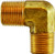 Midland Metal 28268 90 deg Elbow, 3/8 in MIP x 3/8 in MIP, Brass