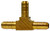 Midland Metal 32159 Union Tee, 1/4 in Tube OD x 1/4 in Hose Barbed x 1/4 in Hose Barbed, Brass