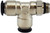 Midland Metal 20674N Swivel Run Tee, 8 mm Push-In x 1/4 in MNPT Global x 8 mm Push-In, Brass, Nickel-Plated