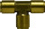 Midland Metal 640400 Union Tee, 1/4 in Push-In x 1/4 in Push-In x 1/4 in Push-In, Brass